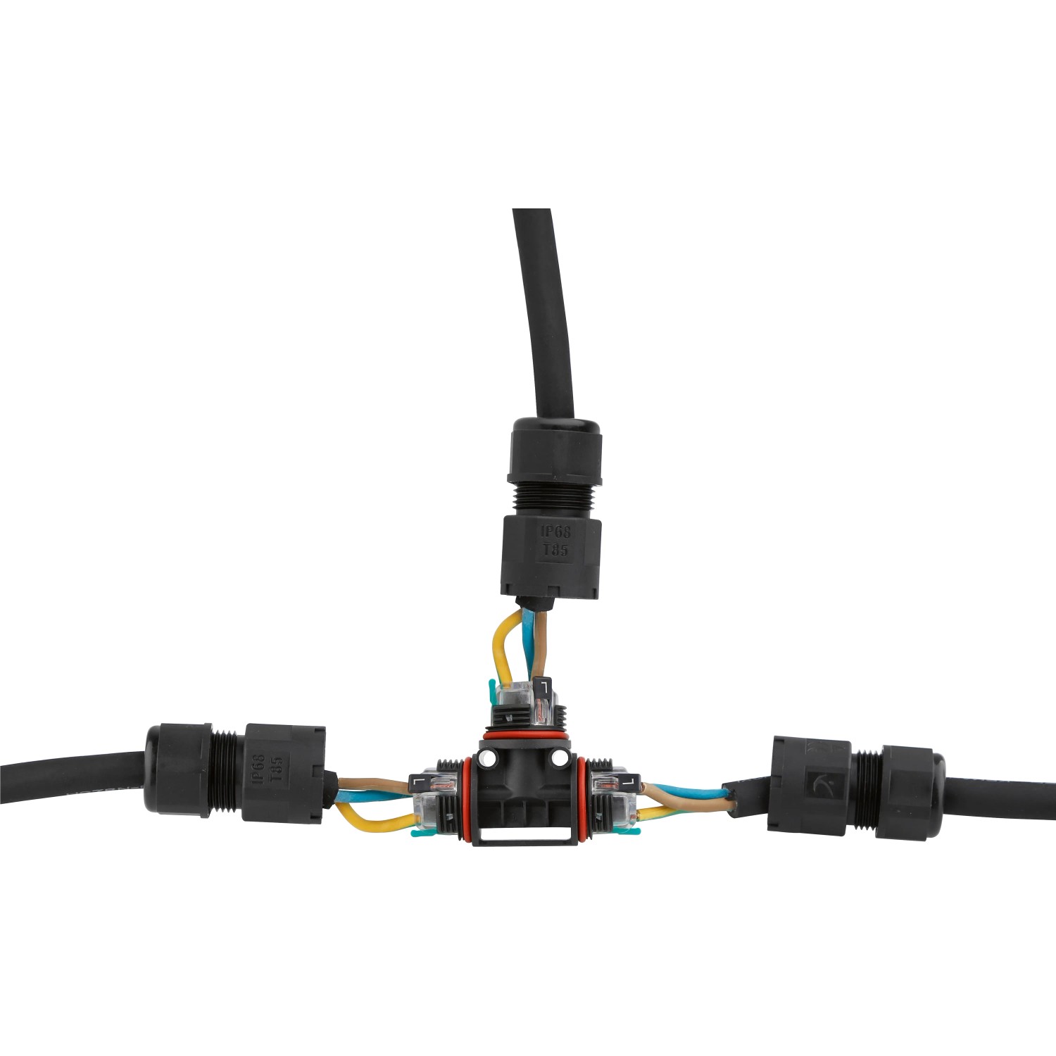Wasserdichter 3-fach Stecker (IP68) für Kabel 1,0-2,5mm² zur sicheren Verbindung im Außenbereich.