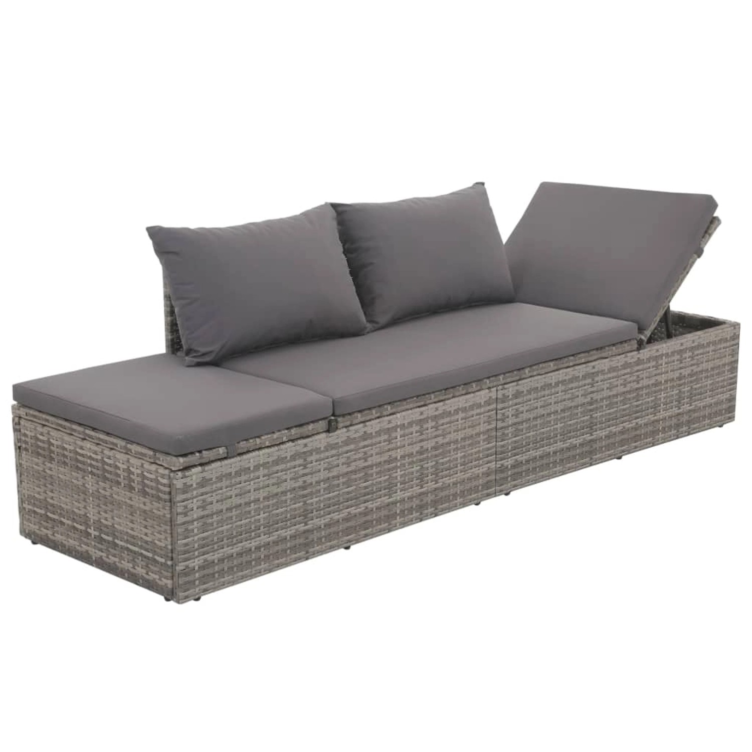 vidaXL Outdoor-Lounge-Bett mit Polster & Kissen Poly Rattan Grau günstig online kaufen