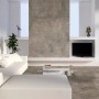 Wohnraum mit Classen Neo Vario Marron Dekor-Paneelen in Steinoptik an Wand und Boden.