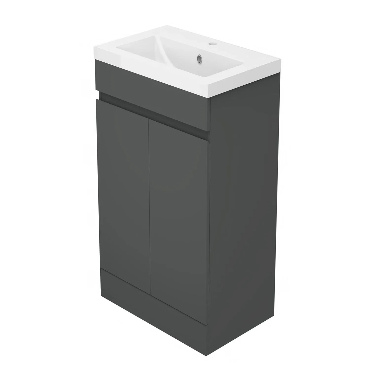 AICA Waschtisch mit Unterschrank 50 cm LORENZA Badmöbel Set 2 tlg. Waschbecken mit Unterschrank Anthrazit Matt Softclose