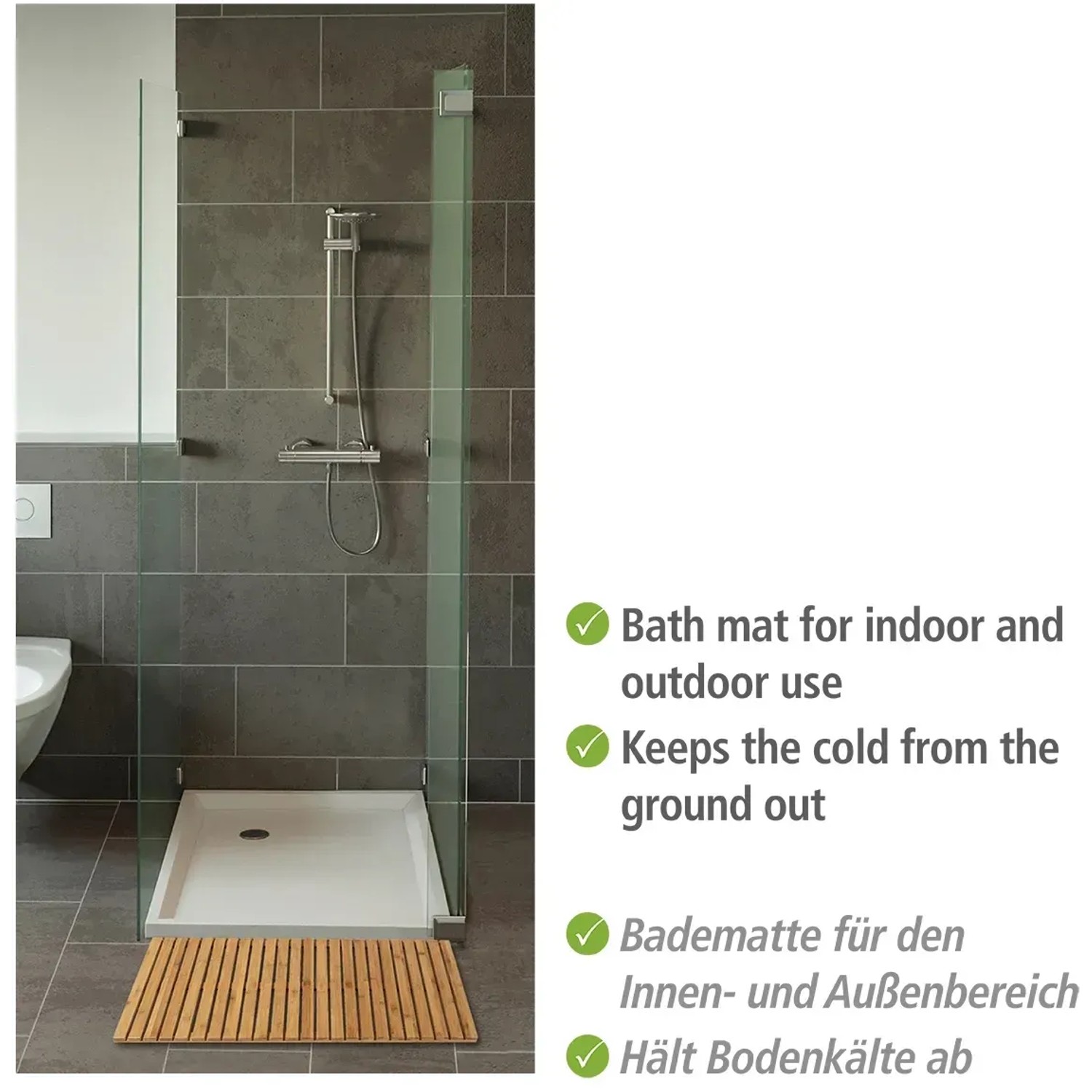 Wenko Bambus Baderost, 100x50 cm, für Bad und Sauna, rutschfest und natürlich.
