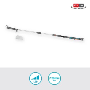Gardena Akku-Teleskop-Astschere HighCut 250/18V mit Akku und Ladegerät. Hochentaster für Baumschnitt.