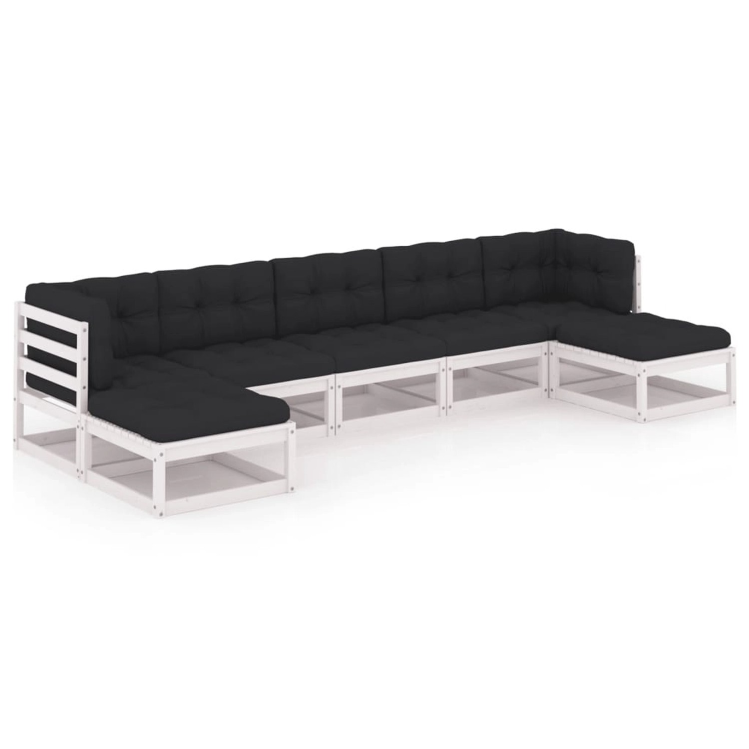 7-tlg. Garten-lounge-set Mit Kissen Weiß Kiefer Massivholz günstig online kaufen