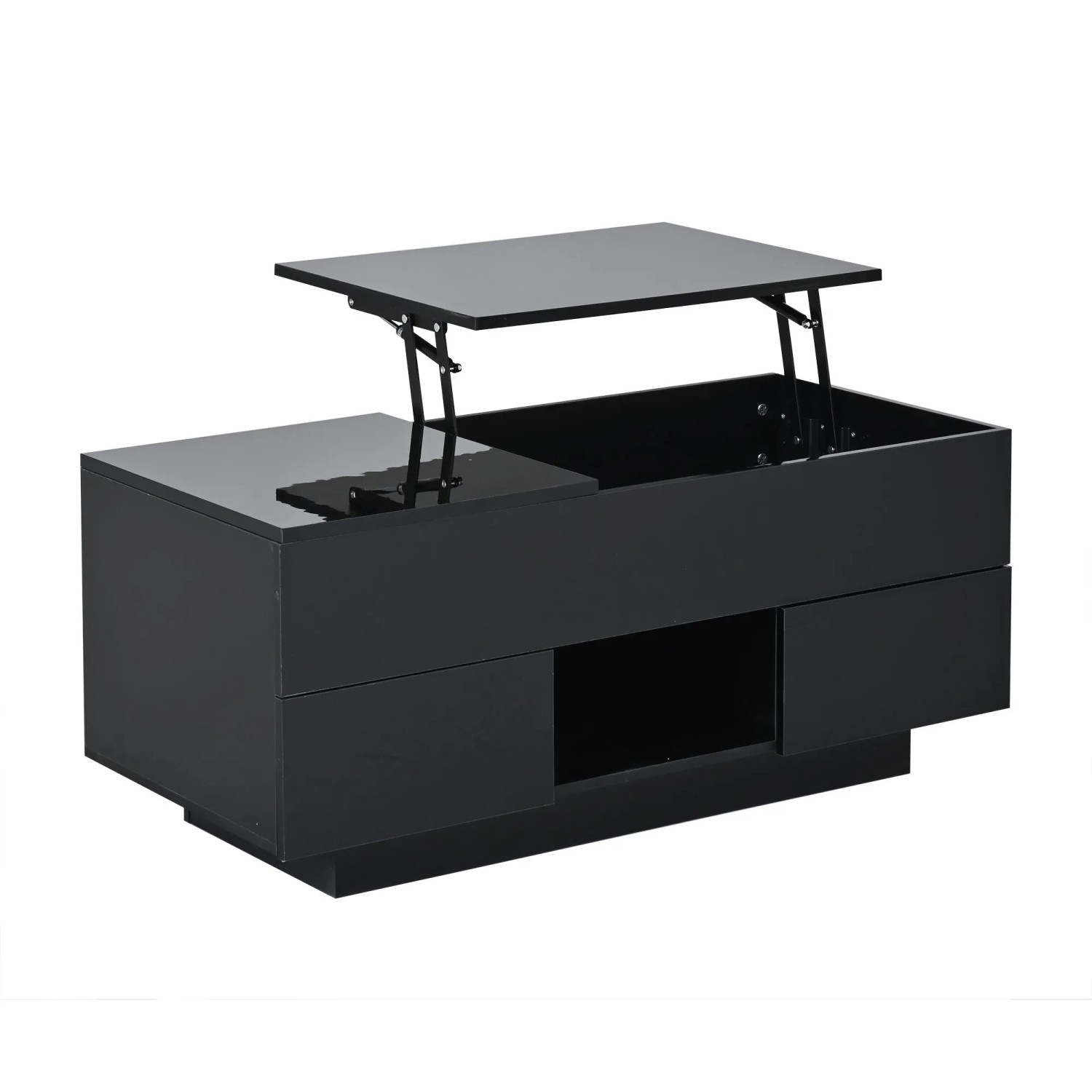okwish Couchtisch mit Spanplatte Wohnzimmer LED Schublade 100x45x43cm Schwarz