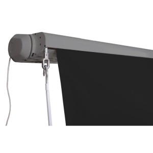 MCW Kassetten-Markise H124 Volant Ausfahrbar 4x3m Polyester Anthrazit Grau