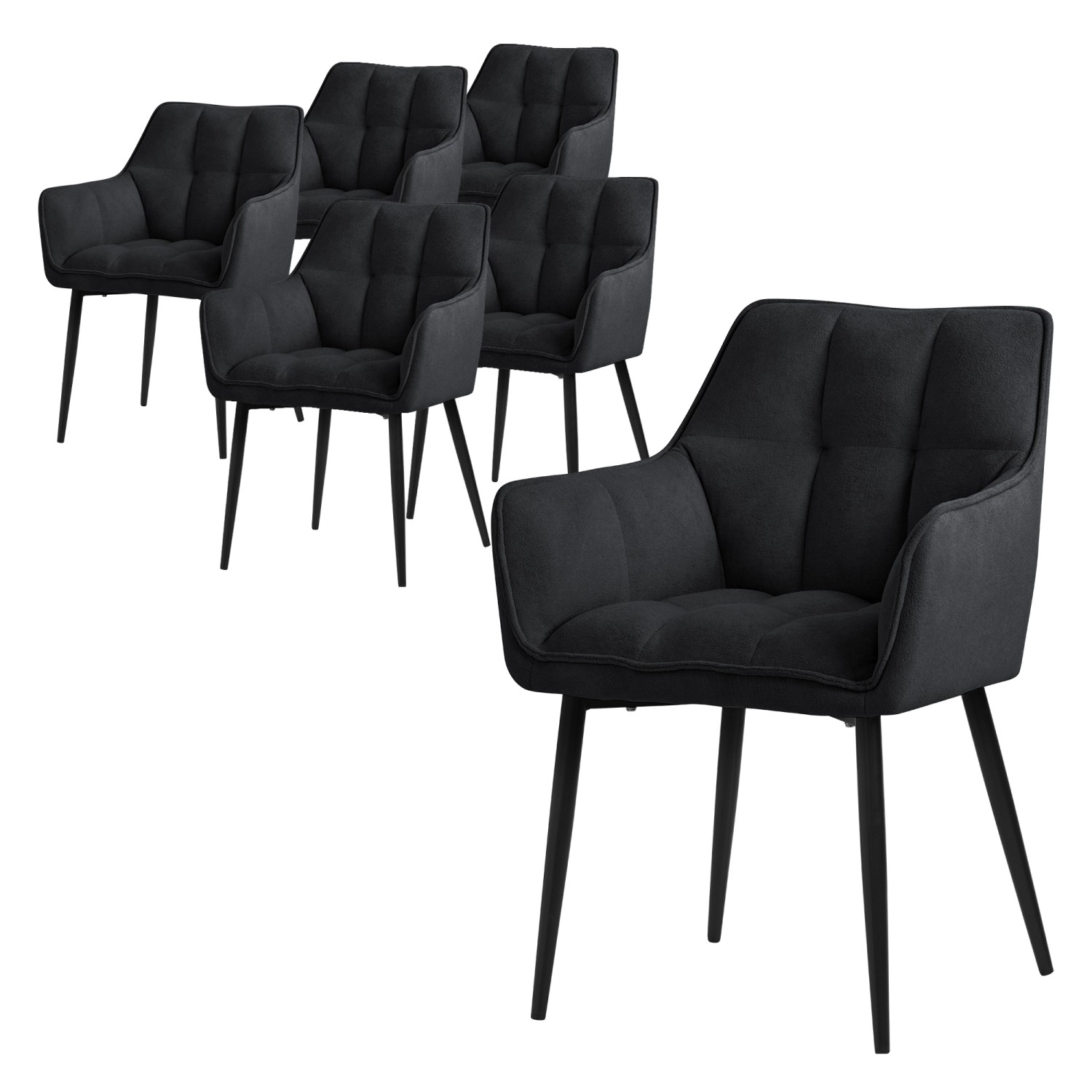 ML-Design Esszimmerstühle 6Er Set aus Frotteestoff Schwarz Küchenstuhl günstig online kaufen
