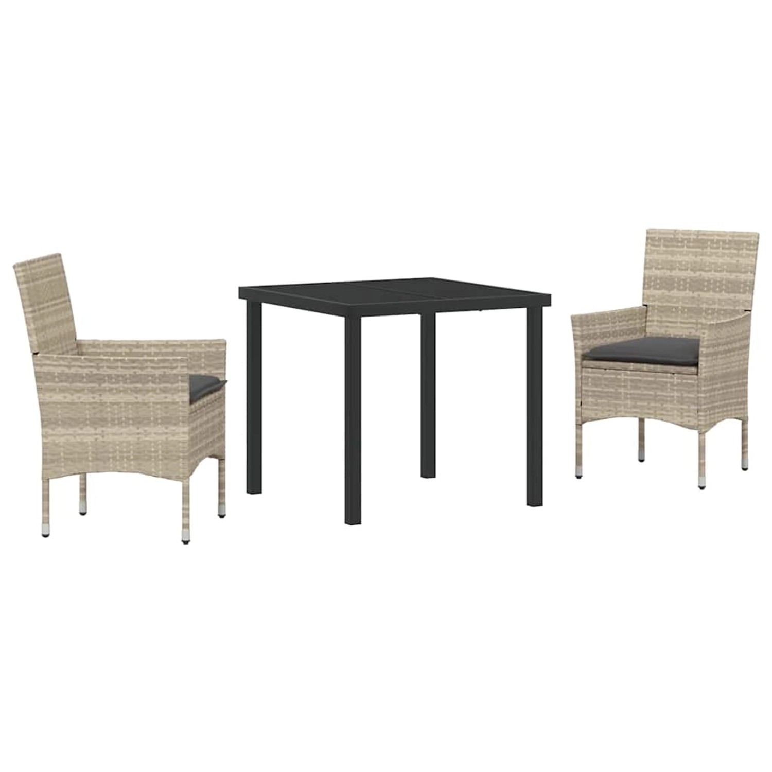 vidaXL Garten Essgruppe mit Kissen 3-Tlg Hellgrau Poly Rattan 3379807 günstig online kaufen