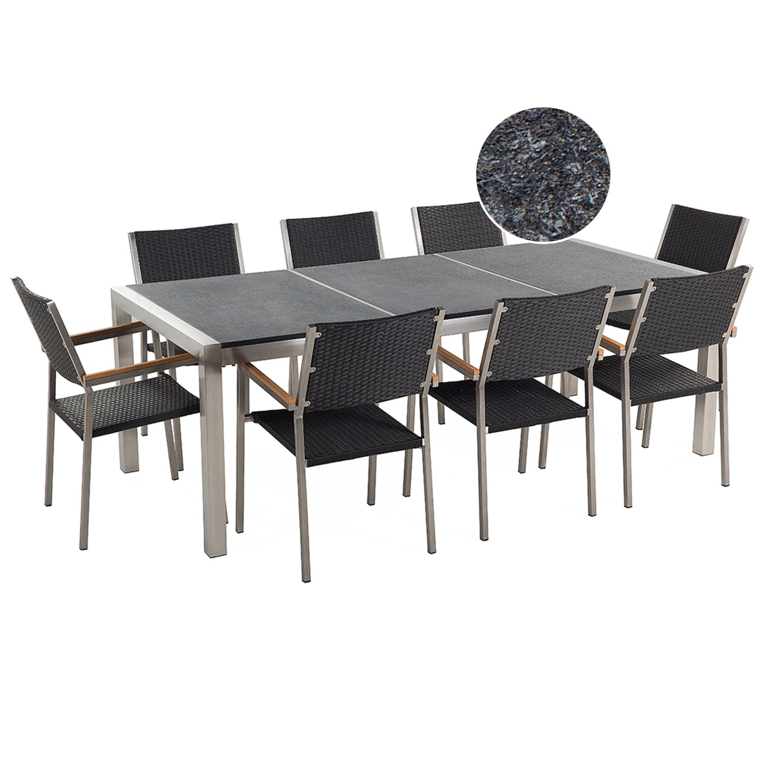 Beliani Gartentisch Set GROSSETO Graphitgrau 100x220x88 günstig online kaufen