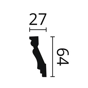 Detailzeichnung NMC Z8-Box ARSTYL Eckleiste, Maße 64 x 27 mm, für Paneel-Zubehör.