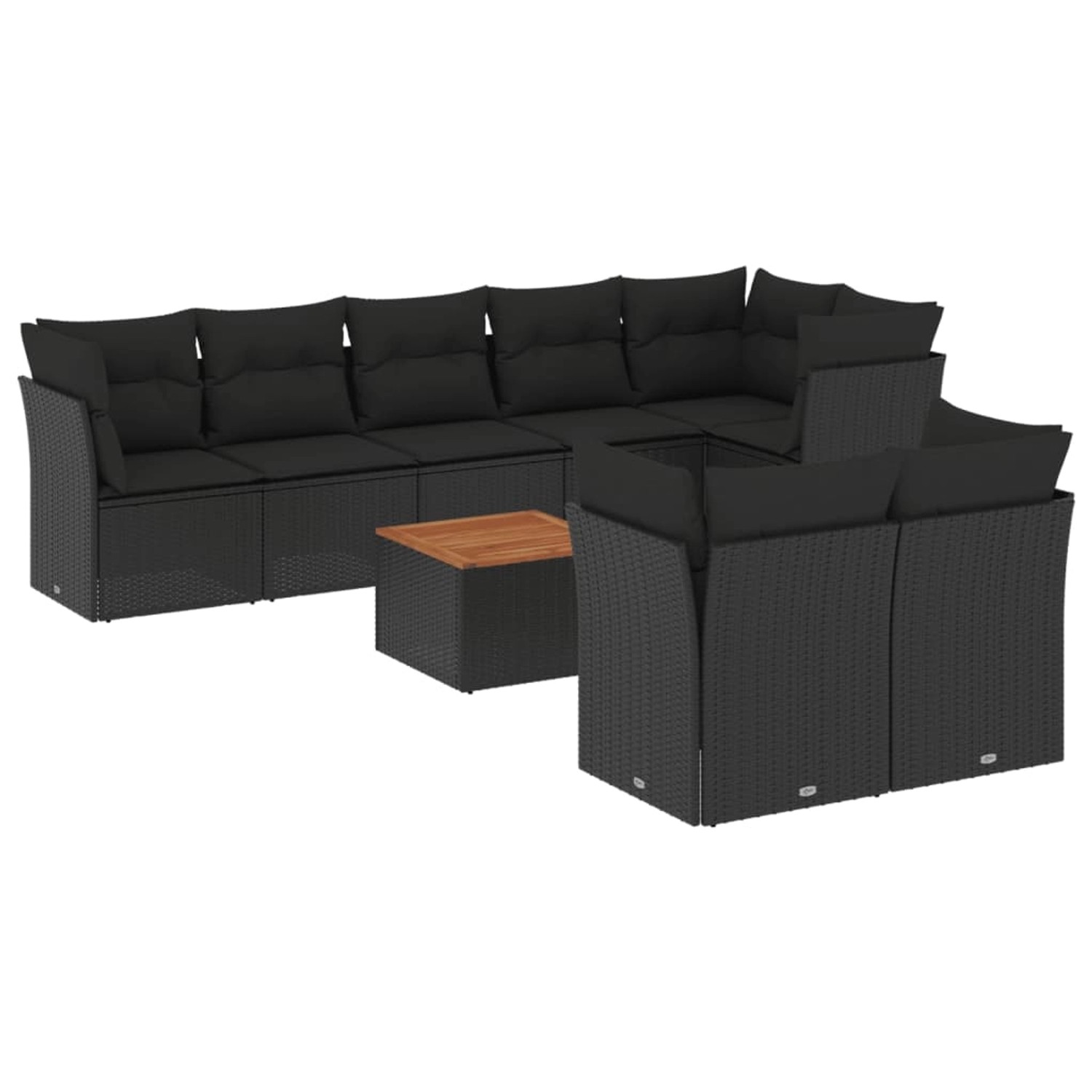 vidaXL 9-tlg Garten-Sofagarnitur mit Kissen Schwarz Poly Rattan Modell 142 günstig online kaufen