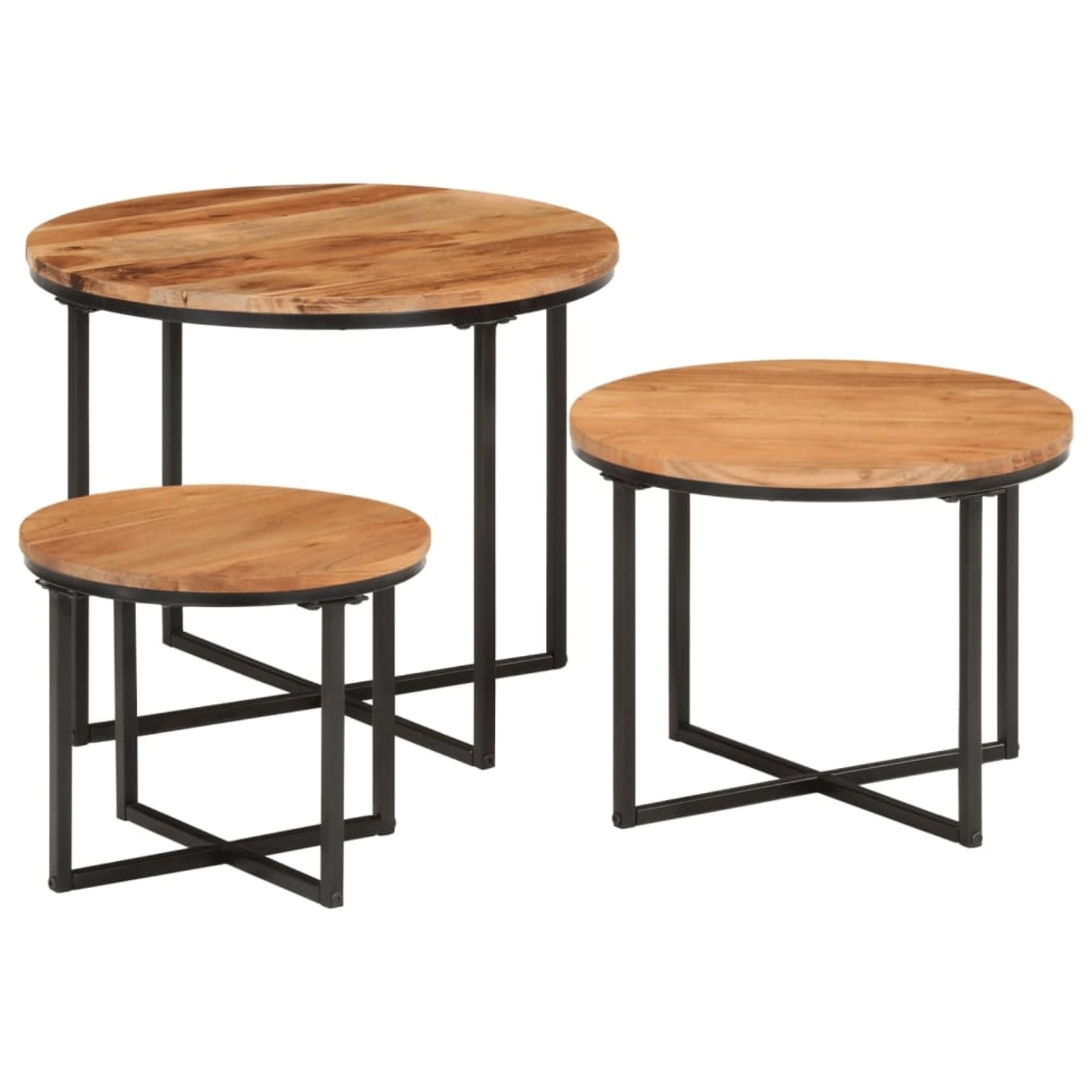 vidaXL Satztische 3 Stk. Massivholz Akazie und Eisen 372742 günstig online kaufen