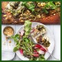 Weber Grillrezeptbuch Ultimate Heat: Gericht mit Fisch, Salat und Kräutern.