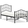 Schwarzes Metall Bettgestell (75x190 cm) mit Kopf- und Fußteil für Matratze. Schlafzimmer Möbel.