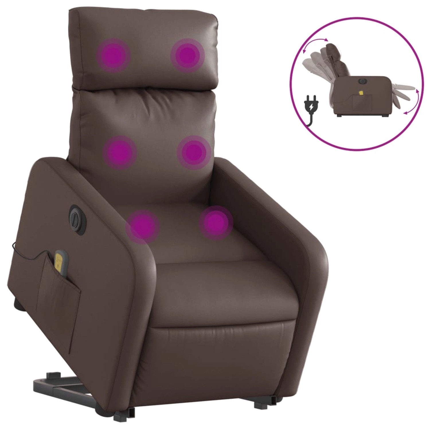 vidaXL Massagesessel mit Aufstehhilfe Elektrisch Braun Kunstleder Modell 11 günstig online kaufen