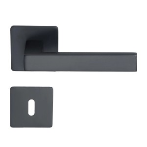 MeinTürgriff Drückergarnitur Trento Flachrosette Schwarz Türdrücker Eckig BB