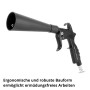 Schwarze STAHLWERK Druckluft-Trockenreinigungspistole mit langer Düse, ergonomischem Griff und Tornadoeffekt. Zubehör für Kompressoren.