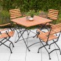 Merxx Gartenmöbelset Schlossgarten, 5-teilig: Klapptisch und 4 Klappsessel aus Eukalyptusholz mit schwarzem Gestell.