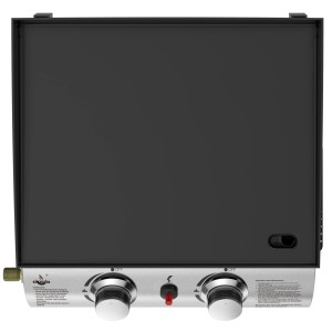 El Fuego Plancha Austin II Gasgrill mit emaillierter Gussplatte und zwei Reglern.