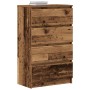 Sideboard in Altholz-Optik aus Holzwerkstoff mit 4 Schubladen. Braunes Möbelstück für Stauraum.
