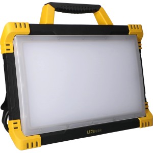 LED's Work LED-Baustrahler, 80W, mit Tragegriff und gelben Eckverstärkungen.