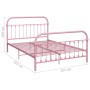 Rosa vidaXL Bettgestell aus Metall, 140x200 cm, für erholsamen Schlaf im Schlafzimmer.
