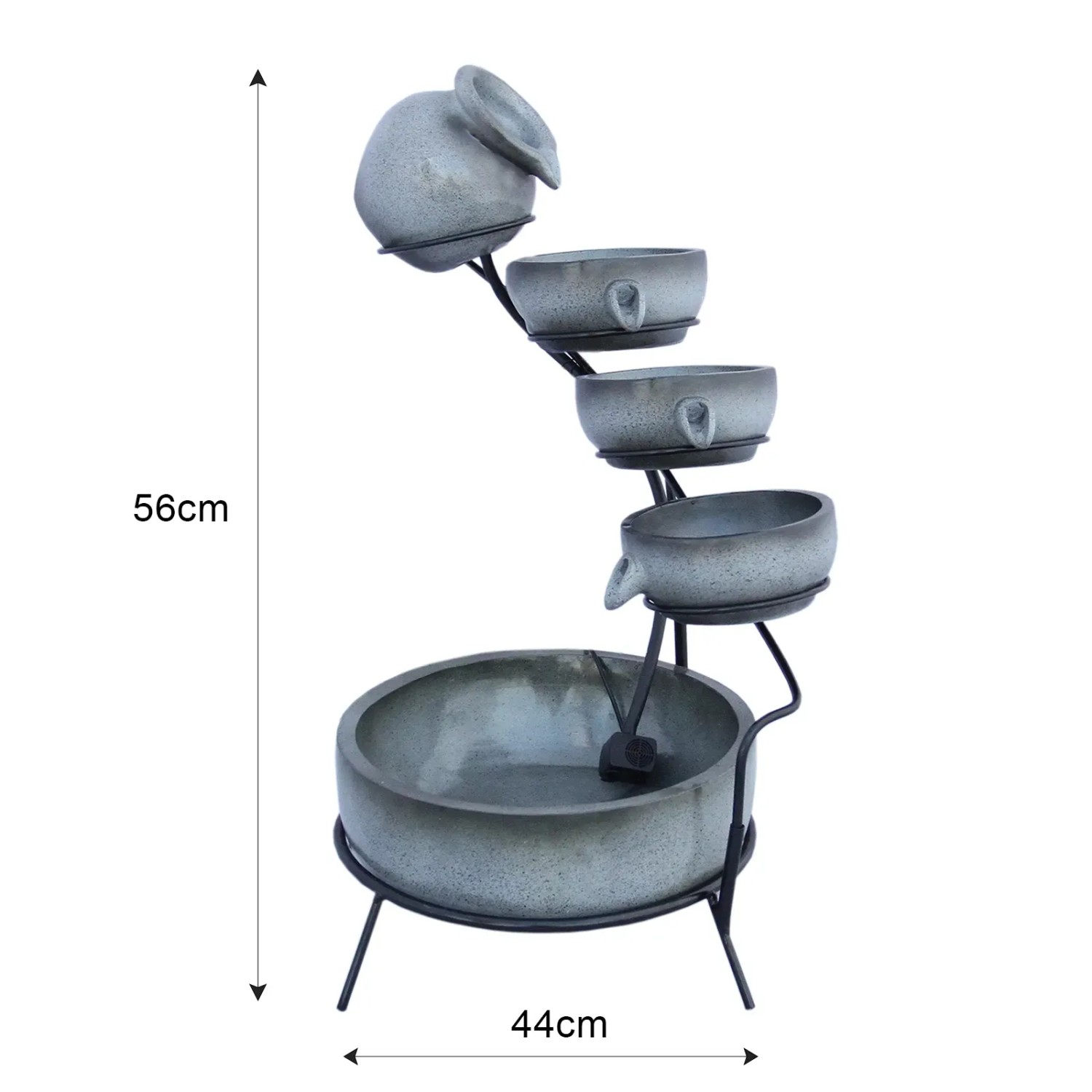 Monstershop Solar Kaskadenbrunnen Grau mit Akku für den Garten.