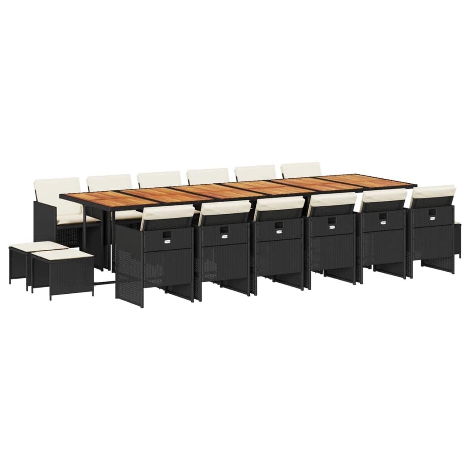 vidaXL 17-Tlg Garten-Essgruppe mit Kissen Schwarz Poly Rattan 3210651 günstig online kaufen
