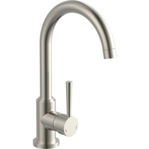 Schütte Design-Spültischarmatur Cornwall in Edelstahl-Optik mit hohem, schwenkbarem Auslauf.