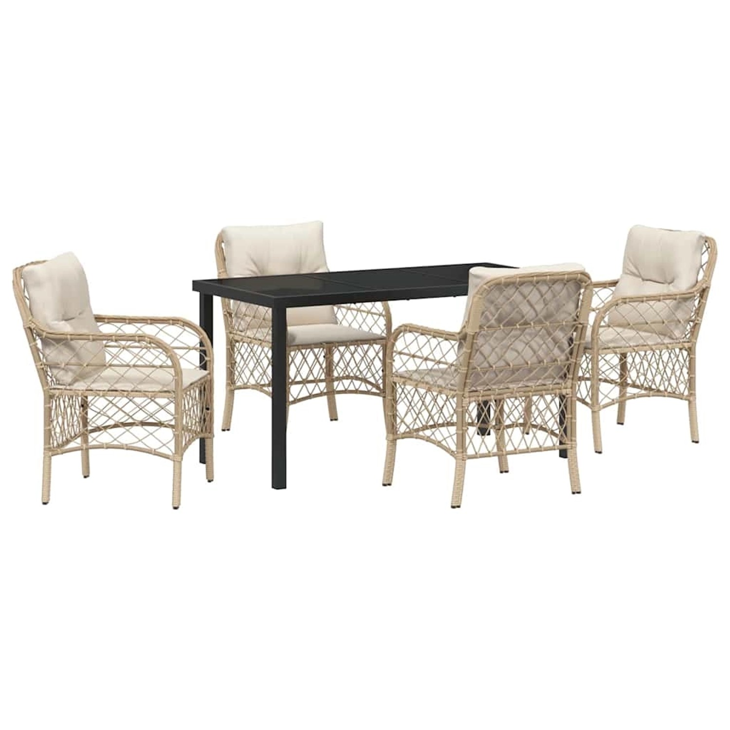 vidaXL Garten Essgruppe mit Kissen 5-Tlg Beige Poly Rattan 3380227 günstig online kaufen