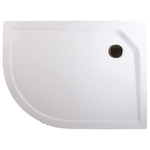 Asymmetrische Schulte Duschwanne Viertelkreis rechts, 90x80 cm, aus Sanitär-Acryl in Alpinweiß.