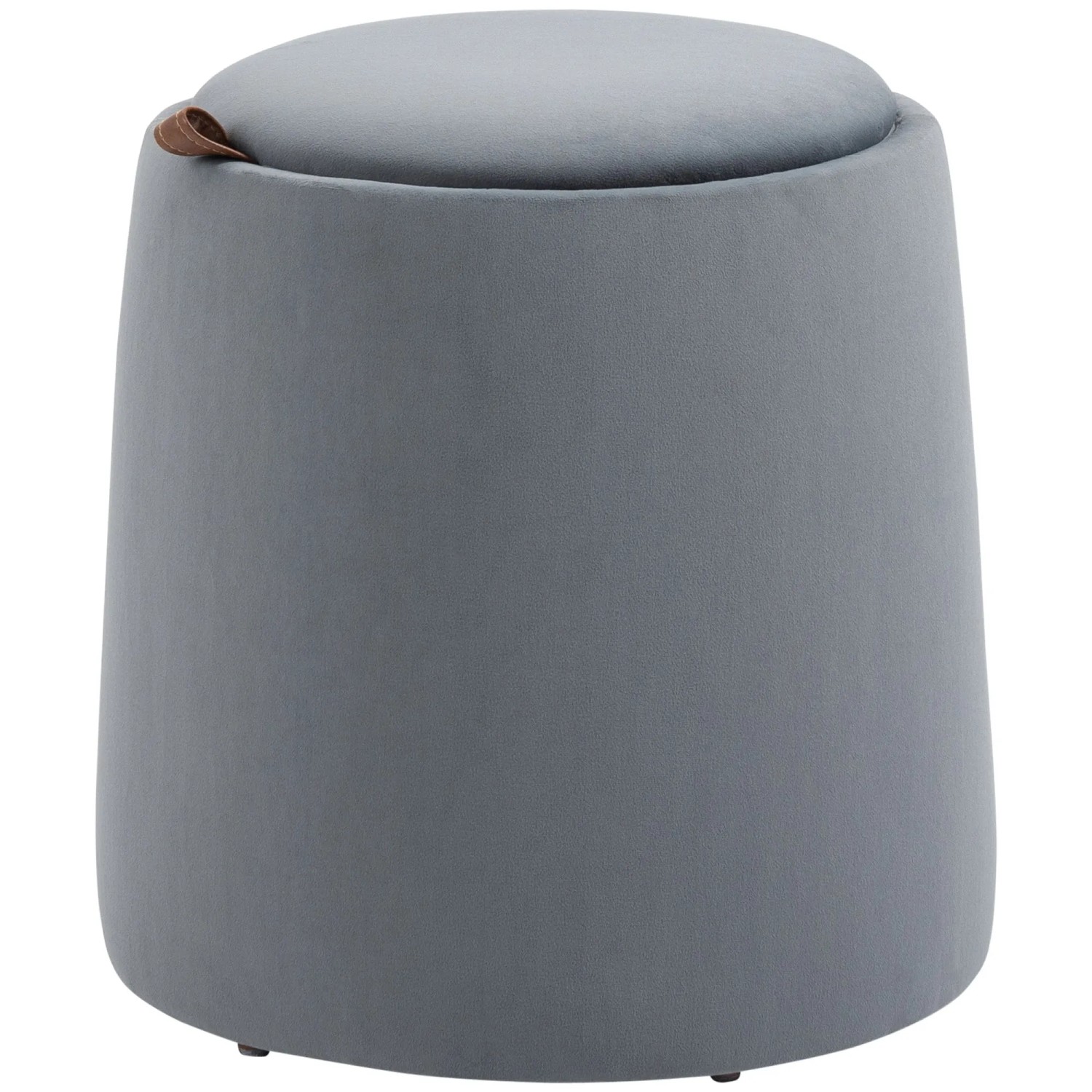 HOMCOM Sitzhocker 2-in-1 Hocker mit Deckel, Ottomane mit Samtoptik (Polsterhocker, 1 St., Sitzhocker), Grau Ø44 x 47,5 cm