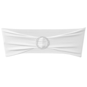Weiße Stuhlschleife mit Diamant-Schnalle für Hochzeiten und Feiern, 25er Set.