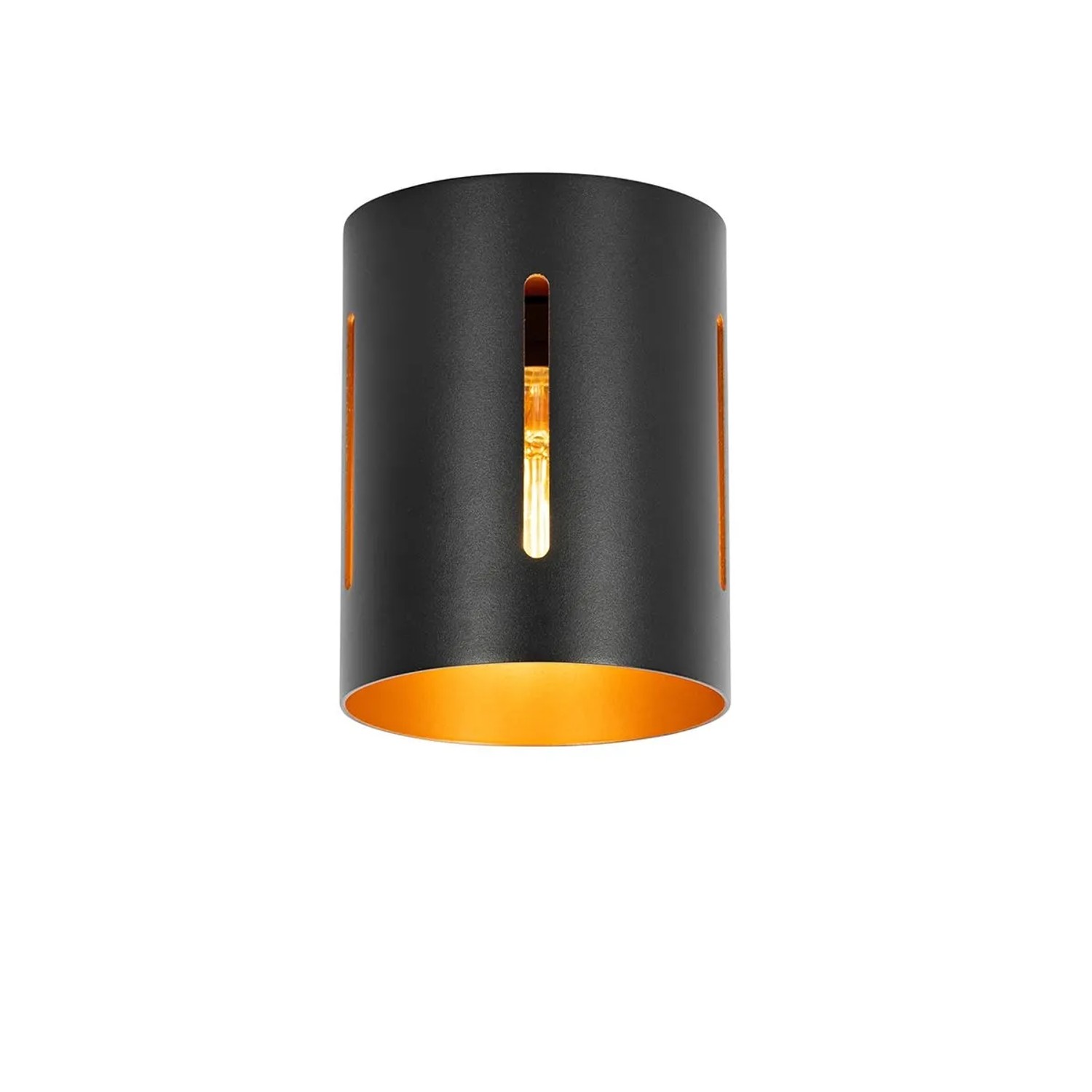 QAZQA Design Deckenlampe Schwarz mit Goldenem Interieur Yana