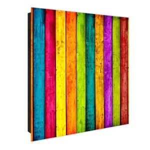 Banjado Schlüsselkasten mit bunten Holzlatten, 30x30cm, Magnettafel, 50 Haken.