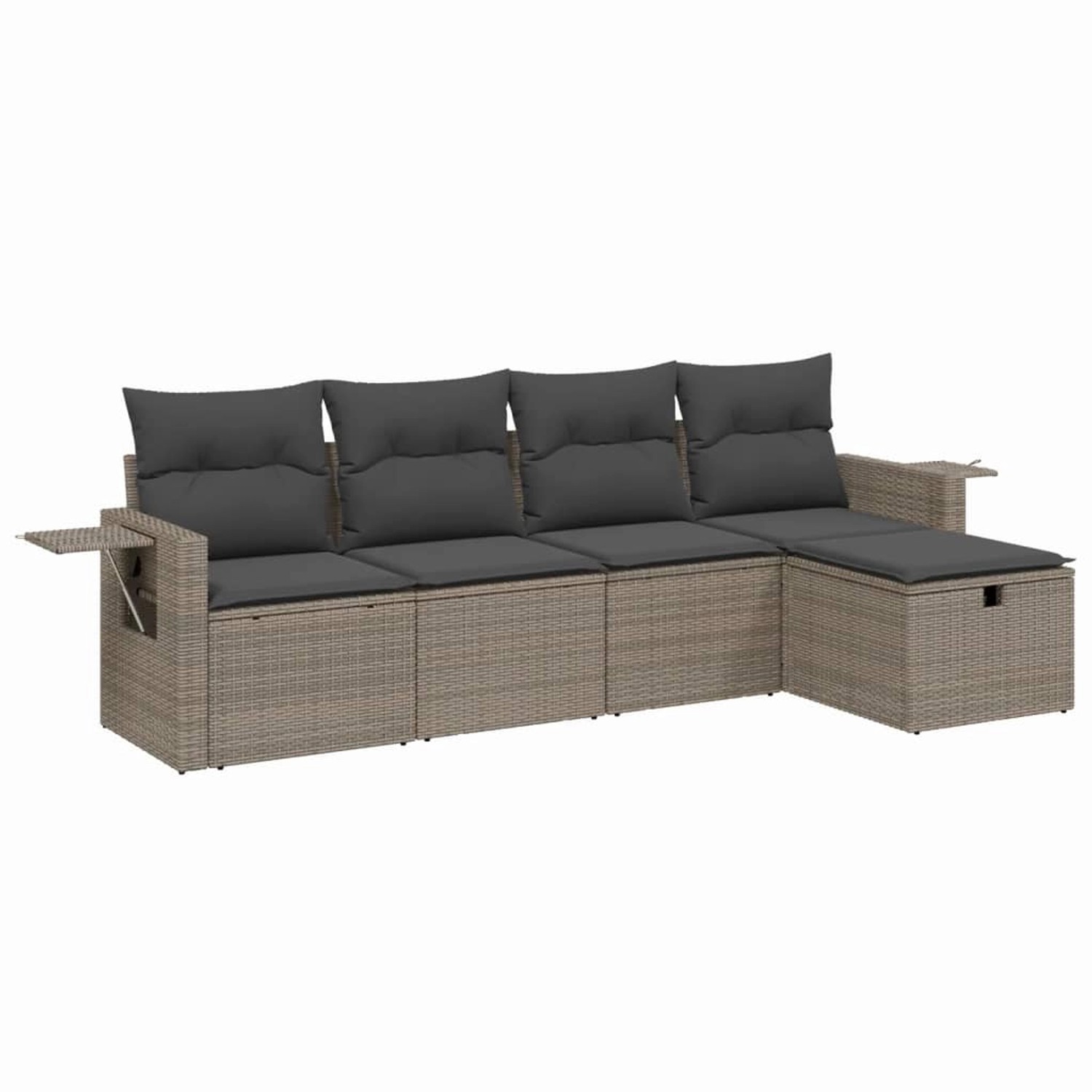 vidaXL 5-Tlg Garten-Sofagarnitur mit Kissen Grau Poly Rattan 3263776 günstig online kaufen