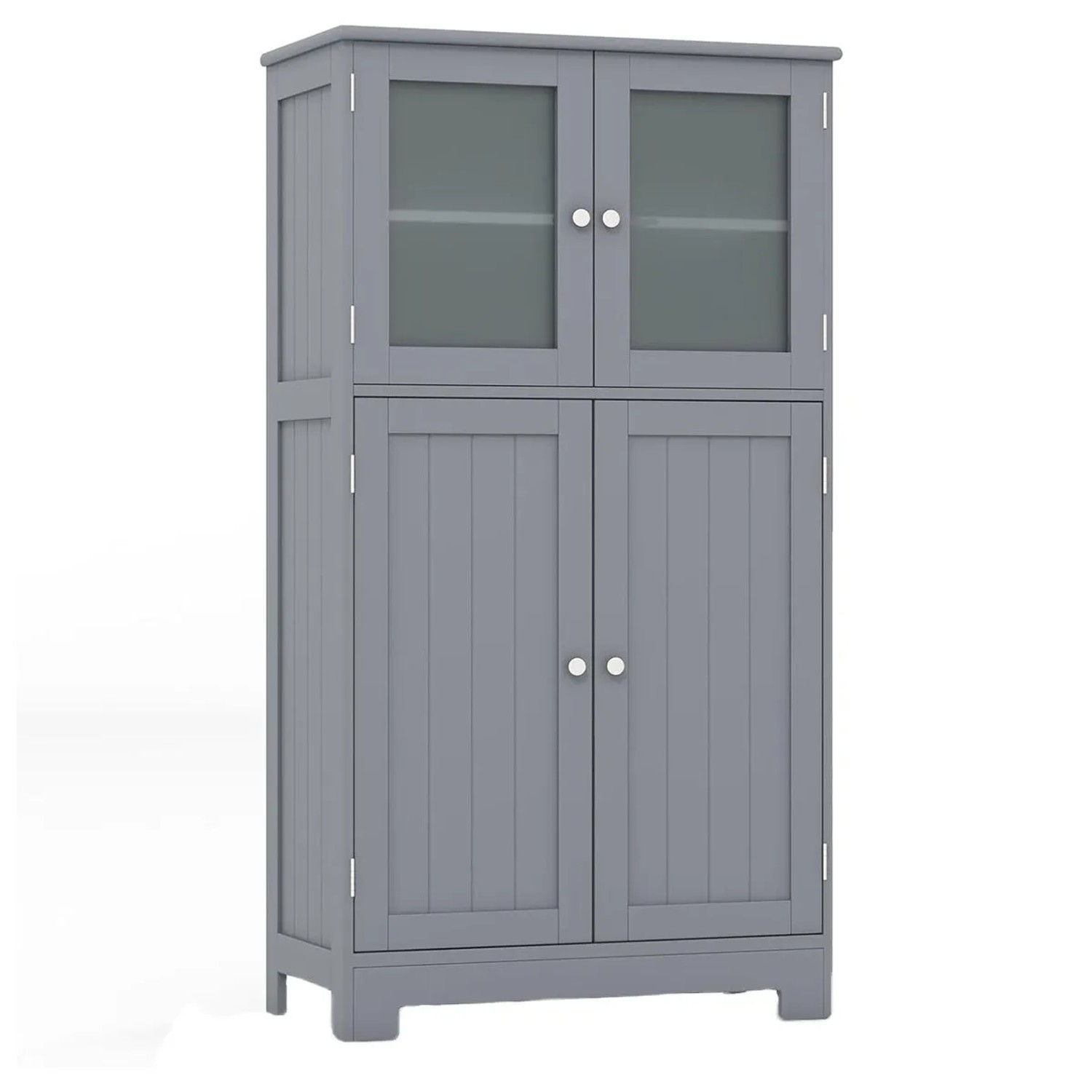 Costway Badezimmerschrank mit Glastüren Grau günstig online kaufen