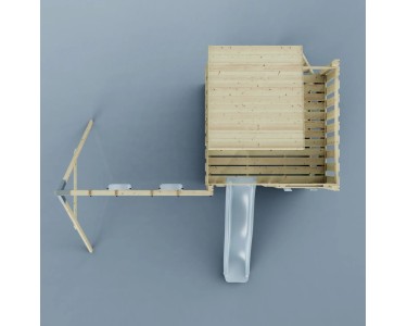 PolarPlay Spielturm "Björn" Aus Holz – Mit Häuschen, Rutsche & Doppelschaukel, Rosa