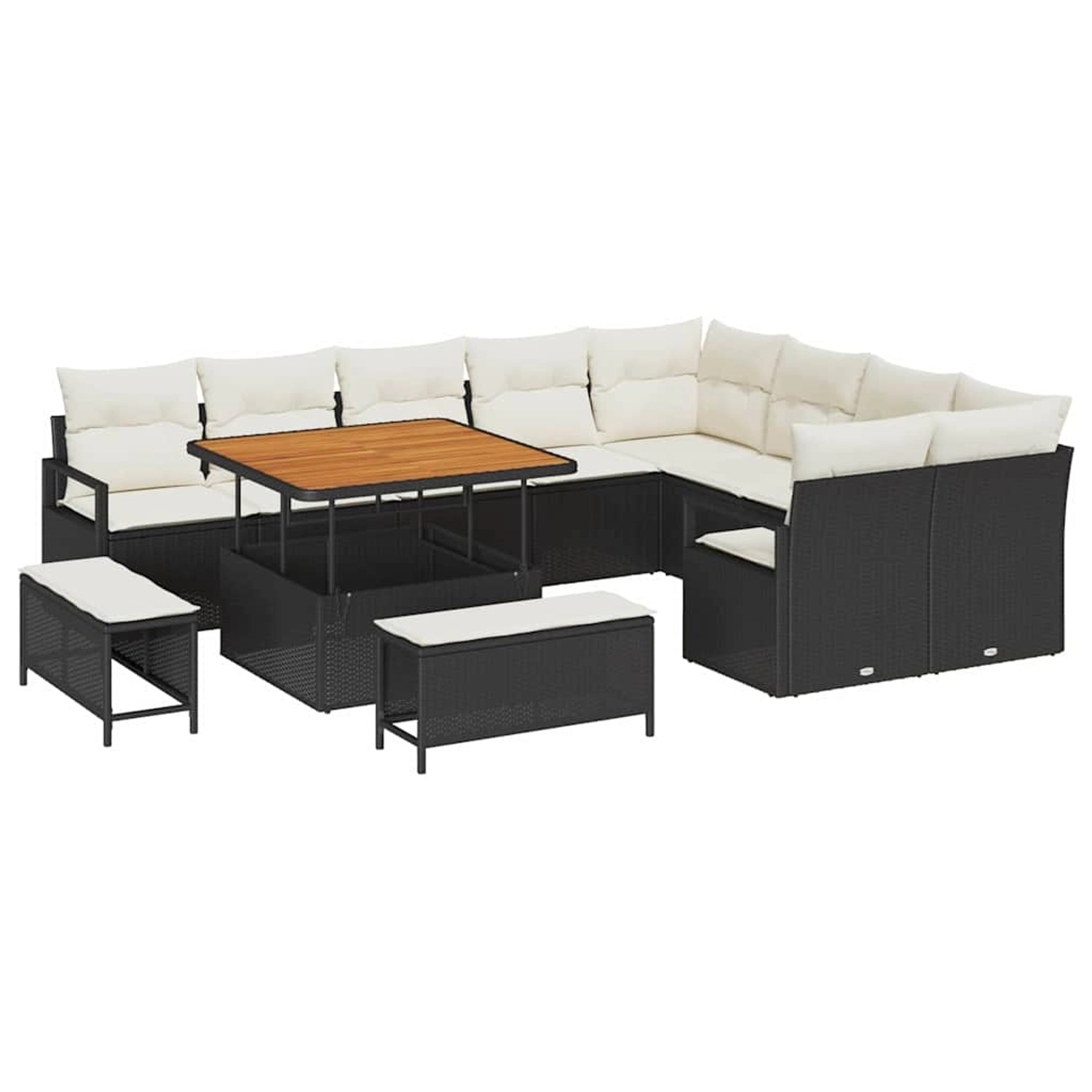 vidaXL Garten-Sofa-Set mit Kissen 12-Tlg Schwarz Poly Rattan 3362555 günstig online kaufen