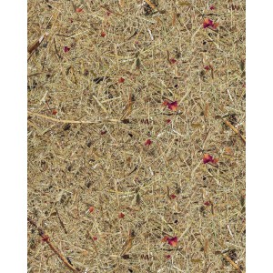 WALLFACE Paneel AL-11003 ALPINE ROSE mit Almwiesen-Dekor, braun. Tapete mit Heu und Blüten.