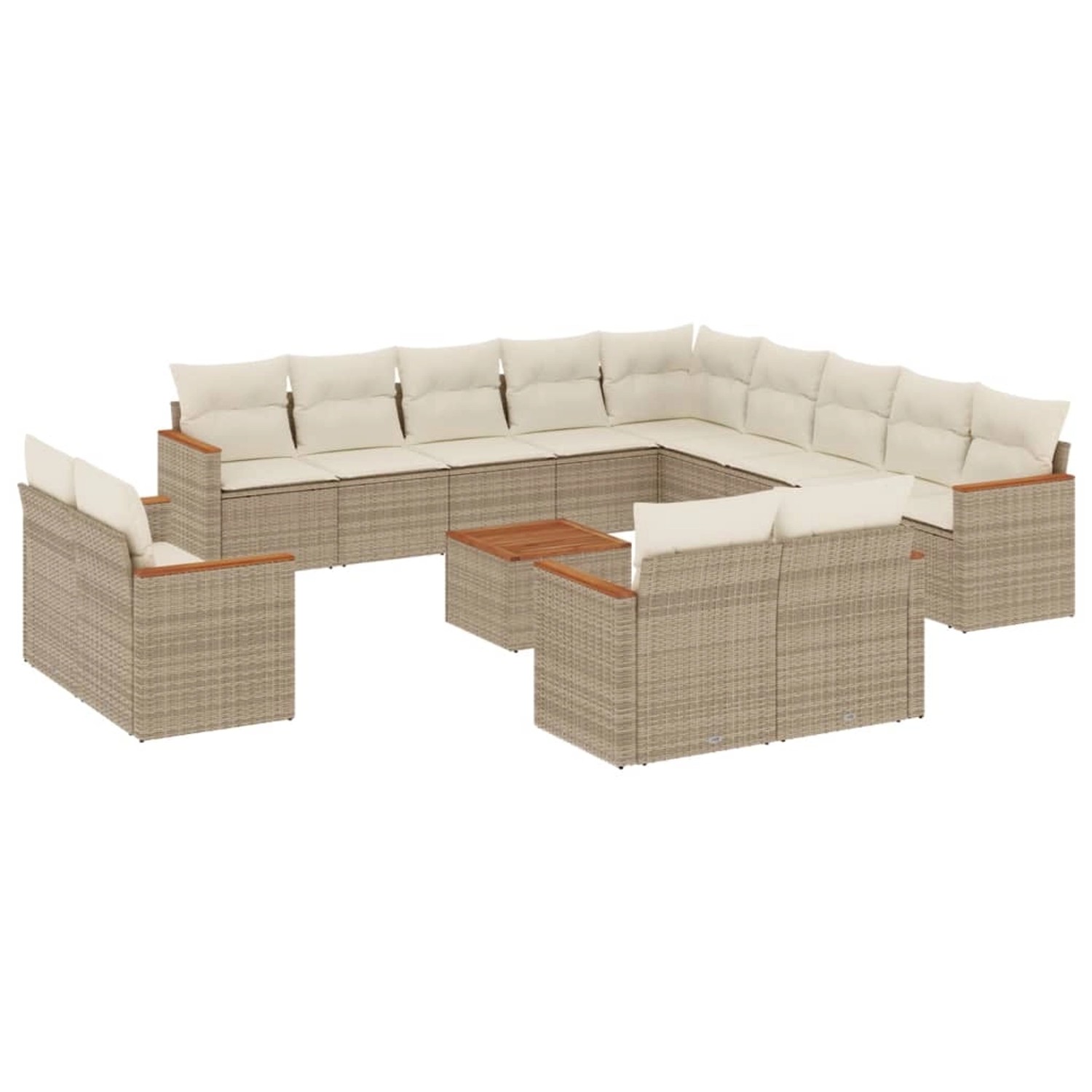 vidaXL 14-Tlg Garten-Sofagarnitur mit Kissen Beige Poly Rattan 3258936 günstig online kaufen