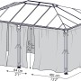 Palram Canopia Insektenschutznetz für Martinique Pavillon 3x3.6m, anthrazit, mit Reißverschlüssen und Haken.