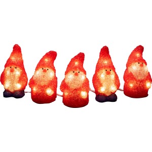 Konstsmide LED Acryl Weihnachtsmann 5er-Set, warmweiße Außen-Weihnachtsfiguren für festliche Deko.