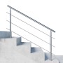 Edelstahl Geländer 180 cm mit 3 Querstäben auf Betontreppe. Modernes Treppengeländer für Innen & Außen.