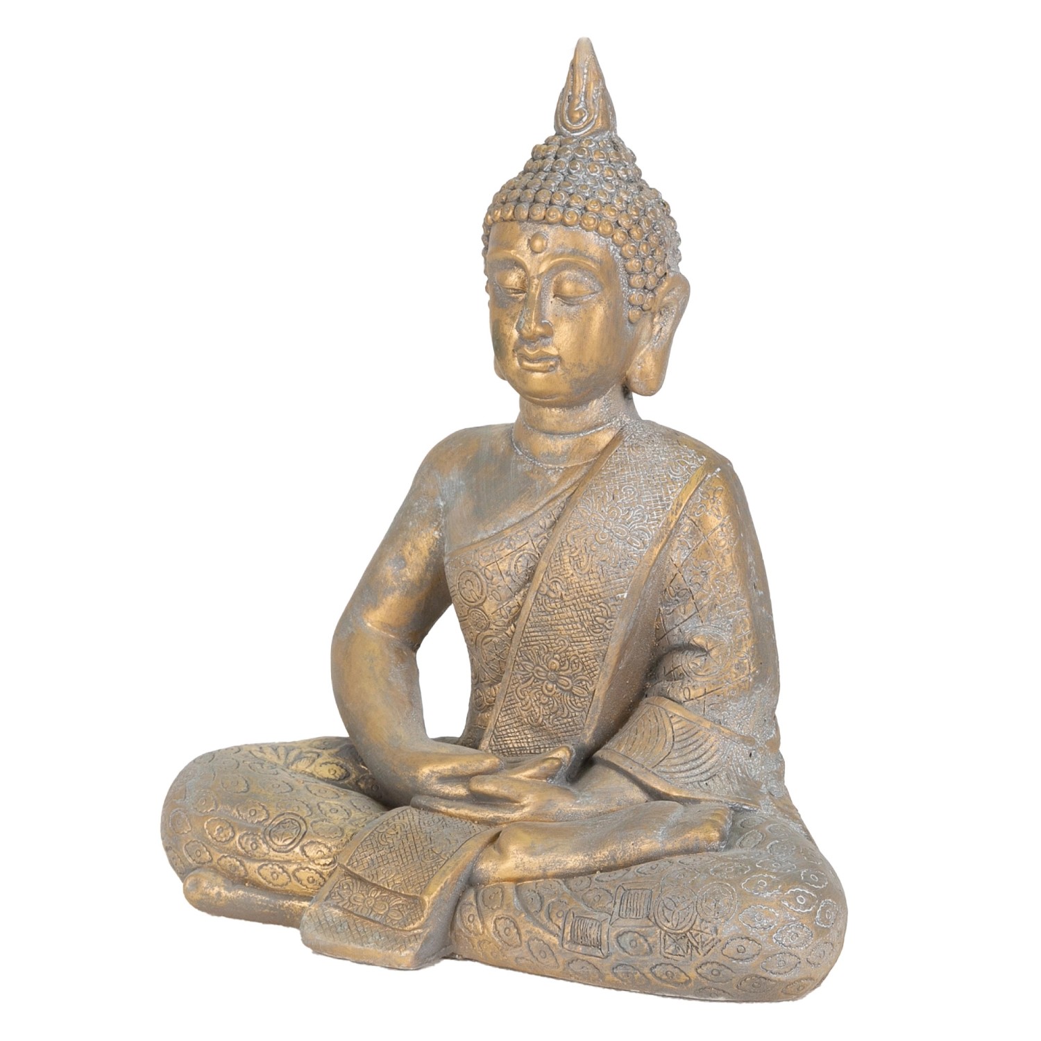 ECD Germany Buddha Figur Sitzend 48cm Hoch aus aus Polyresin Bronze Gartenf günstig online kaufen