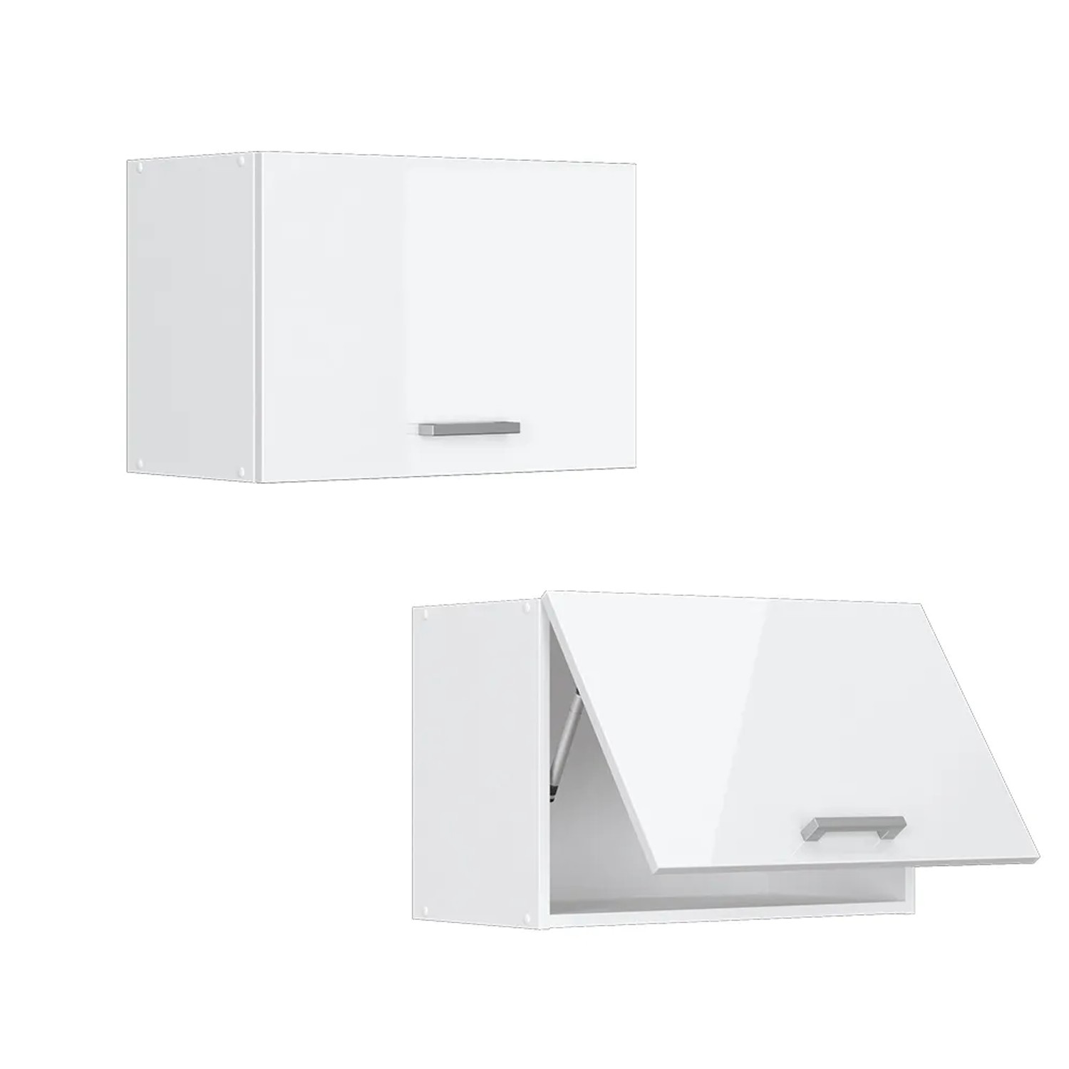 Vicco Hängeschrank R-Line, weiß hochglanz, 60 cm, Küchenschrank mit geöffneter Tür.