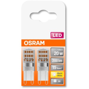 Osram G9 LED-Leuchtmittel 2er-Set, 1,9W, warmweiß, 200lm. Kompakte LED Lampen für G9 Fassung.
