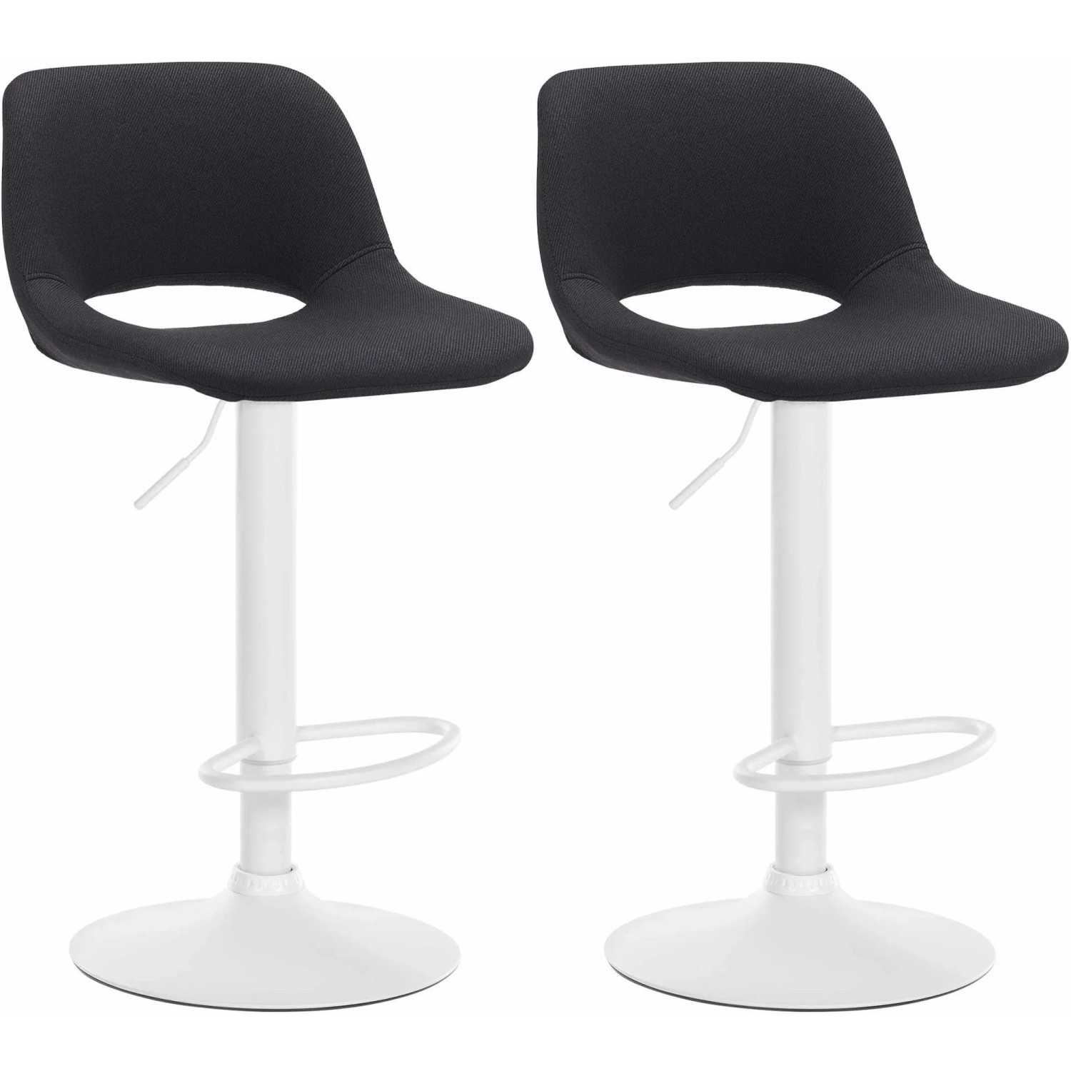 DELUKE Barhocker 2er Set JAKSON Schwarz Stoff Weiß Barstuhl Mit Lehne Tresenhocker Tresenstuhl