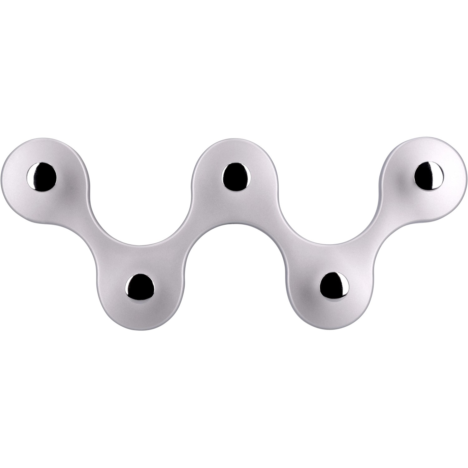 Siro Hakenleiste aus Kunststoff in Aluminium/Chrom Optik mit 5 Haken.