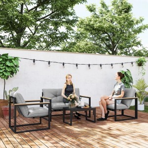 Outsunny Gartenmöbel Set Stahl Polyester 114L x 70B x 67H cm Hellgrau