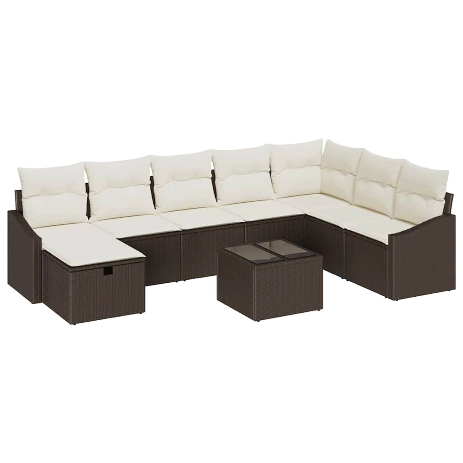 vidaXL Garten-Sofa-Set mit Kissen 9-Tlg Braun Poly Rattan 3359337 günstig online kaufen